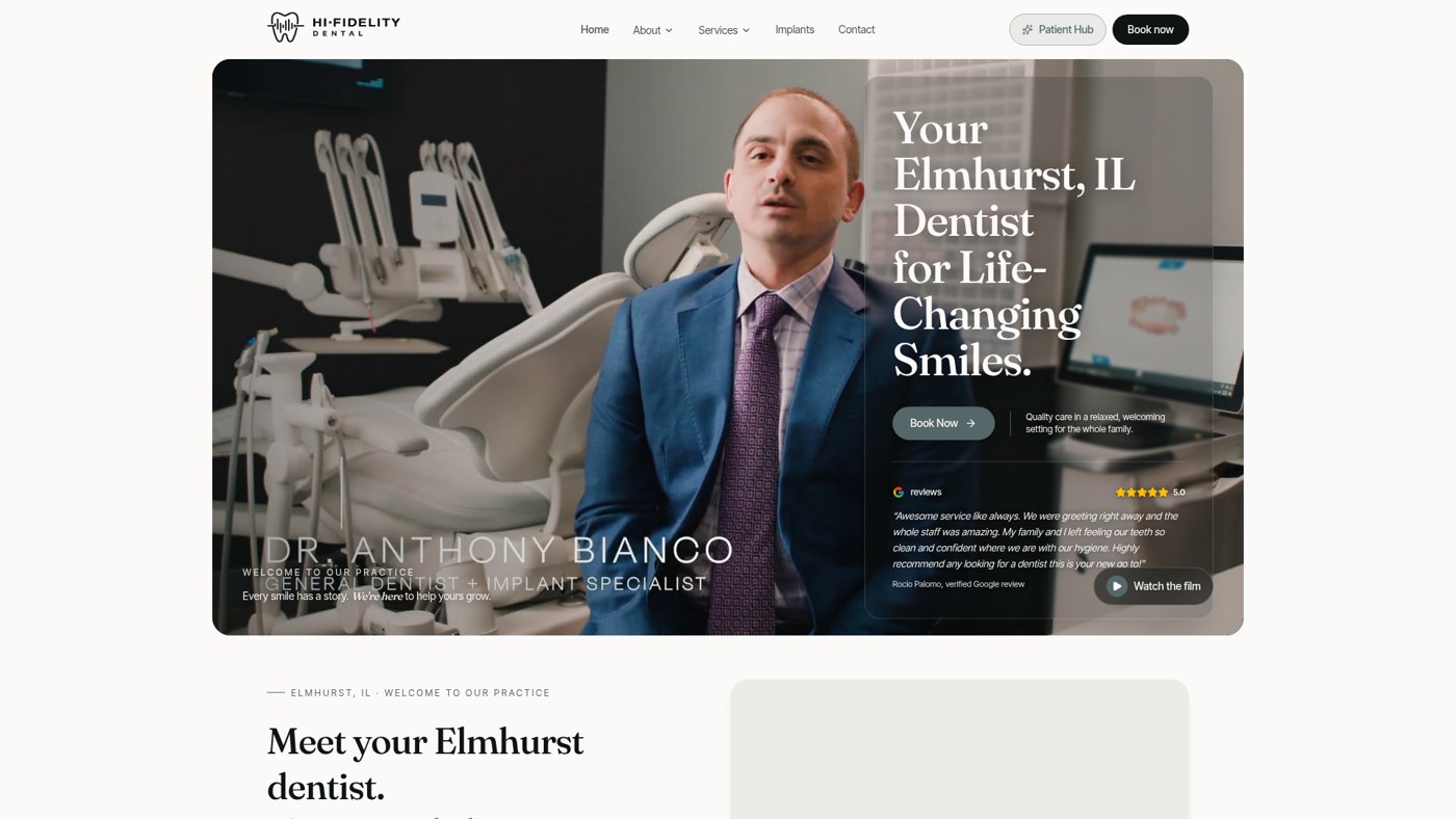 Hi-Fidelity Dental website built by DIELA